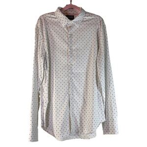Bonobos Slim Fit Daily Grind Shirt White Blue Micro-Dot Print Men’s Size M
